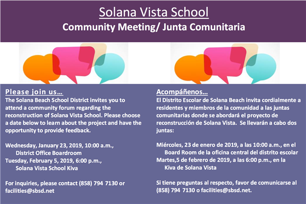 Solana Vista School Community Meeting 